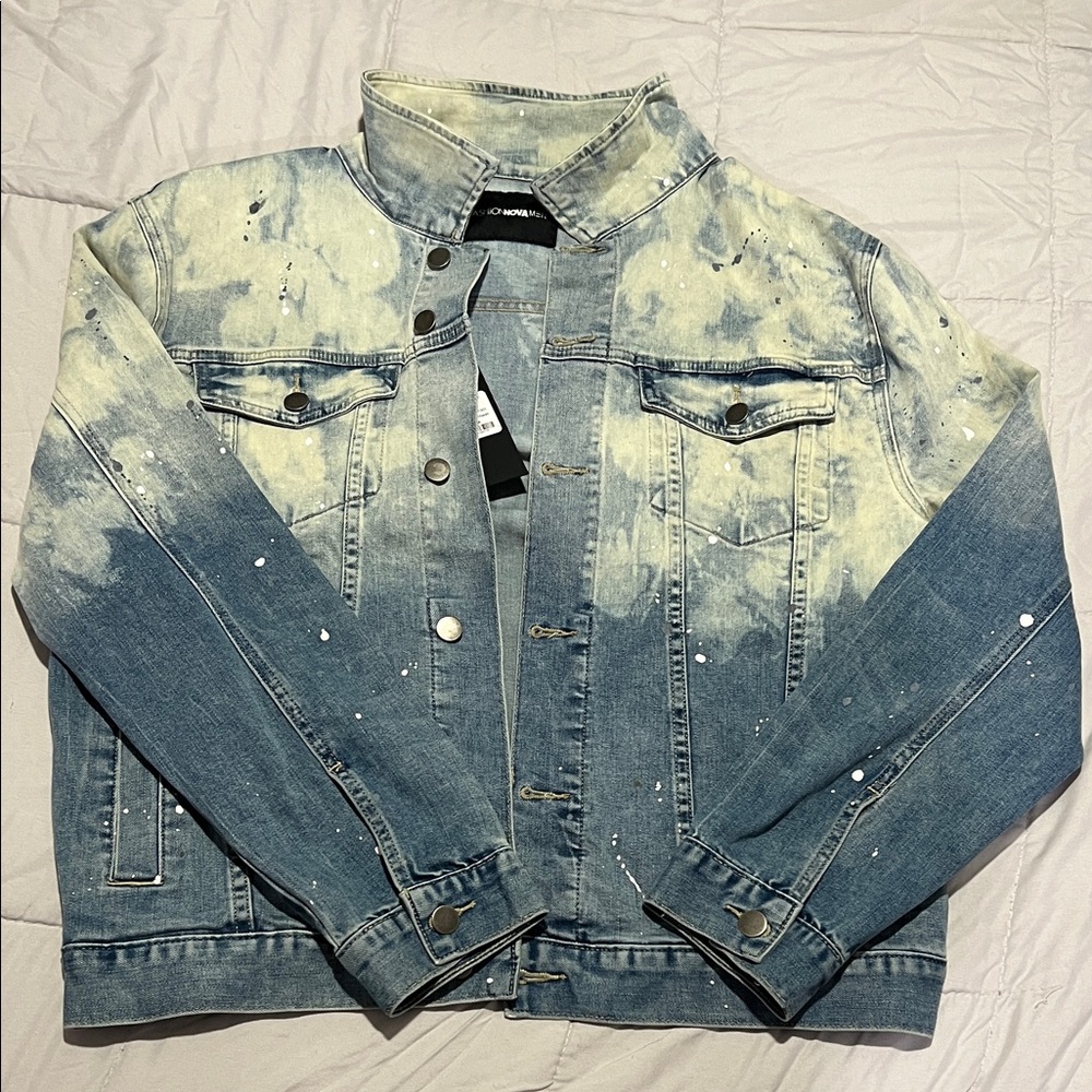 Fashion Nova Blue and White Denim Jacket
